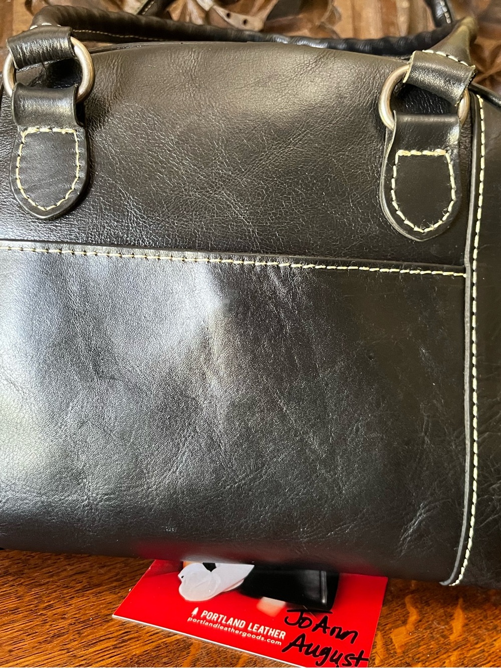 Patricia Nash Kavala Black Leather Whipstitch Satchel - Picture 4 of 12